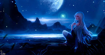 Inside Moonlight Anime Girl , anime-girl, anime, artist, artwork, digital-art, artstation HD wallpaper
