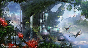 Mountain Base, abstract, fantasy, art, mountain HD wallpaper