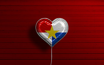 I Love Monteria, , realistic balloons, red wooden background, Day of Monteria, Colombian cities, flag of Monteria, Colombia, balloon with flag, cities of Colombia, Monteria flag, Monteria HD wallpaper