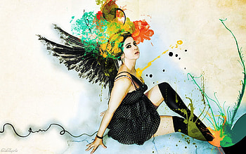 Partly Parrot, colorful, girl, model, parrot HD wallpaper