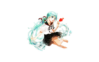 Cute, hatsune miku, anime girl, minimal HD wallpaper