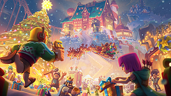 Clash of Clans Christmas Town - Ultra, video game, Clash of Clans, Christmas, christmas tree, christmas town, Christmas Gaming HD wallpaper