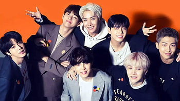Smiling V Jungkook Suga Jin RM J-Hope Park Ji-Min Are Standing In Red Background BTS HD wallpaper