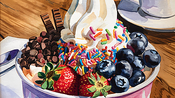 Indulge in Frozen Yogurt: A Delight, frozen yogurt, ice cream, dessert, strawberry, blueberry HD wallpaper