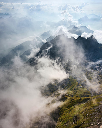 Nature, Grass, Mountains, Clouds, Rocks, Fog HD phone wallpaper