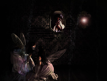 hiding love, kiss, girl, fantasy, love HD wallpaper