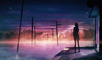 Utility Pole , anime-girl, anime, artist, artwork, digital-art HD wallpaper