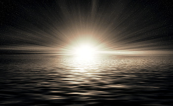 Shining, Horizon, Ripples, Ripple, 3D, Sunlight HD wallpaper