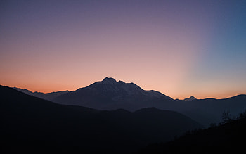 Sunset, mountains, dusk, silhouette HD wallpaper