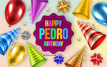 Happy Birtay Pedro, , Birtay Balloon Background, Pedro, creative art, Happy Pedro birtay, silk bows, Pedro Birtay, Birtay Party Background HD wallpaper