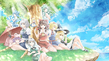 Touhou Beauty Squad, Tree, Beauty, Wall, Touhou, BG, Anime, Squad, Game, Girl, Classic, New HD wallpaper