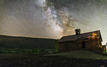 Nature, Sky, Stars, Night, Barn, Shed HD wallpaper