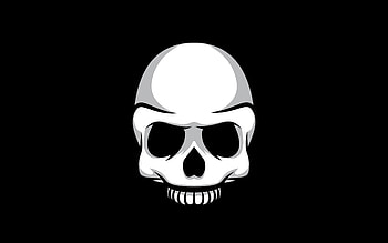 white skull, , minimal, black background, creative, scary skull, skull minimalism, background with skull, artwork, skull HD wallpaper