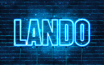 Lando, , with names, Lando name, blue neon lights, Lando Birtay, Happy Birtay Lando, popular italian male names, with Lando name HD wallpaper