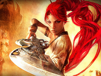 Heavenly_Sword, sword, anime, yellow, red, other, video games, girls, hair HD wallpaper