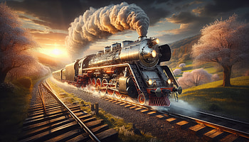 Historic Steam Train – Majestic Journey at Sunset, steam train HD wallpaper