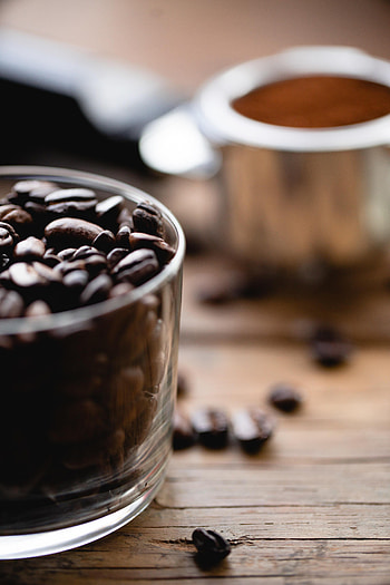 Food, Coffee, Surface, Glass, Coffee Beans HD phone wallpaper