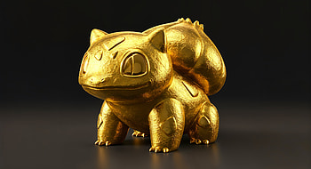 Golden Bulbasaur Ultra, Bulbasaur (Pokémon), Pokemon, gold statue, collectible HD wallpaper