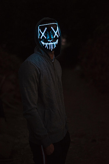 Dark, Neon, Mask, Human, Person, Hoodie, Hoodies HD phone wallpaper