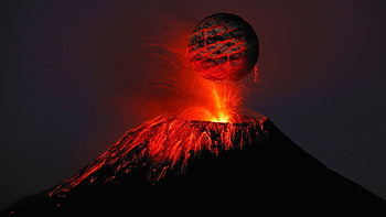 Nature, Sparks, Ball, Cracks, Crack, Volcano, Lava HD wallpaper
