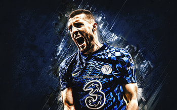 Mateo Kovacic, Chelsea FC, Croatian footballer, midfielder, portrait, blue stone background, Premier League, England, football HD wallpaper