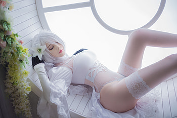 Sayafox, cosplay, white, blonde HD wallpaper