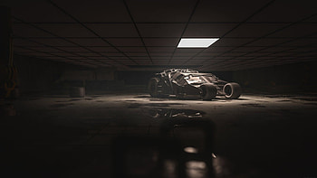 Batman's 3D Batcave and Batmobile, CGI movie art, Comic book-inspired ry, Dynamic superhero scene HD wallpaper