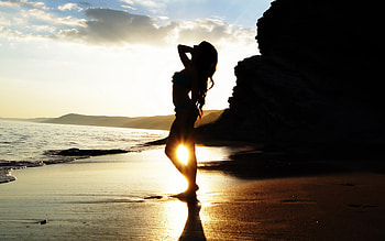 Girls, Landscape, People, Beach HD wallpaper