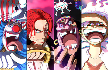 One Piece Legends Unite: Gear 5 Luffy & Pirate Kings Ultra, Gear 5 (One Piece), Monkey D. Luffy, Marshall D. Teach, Shanks (One Piece), Buggy (One Piece), Anime, One Piece HD wallpaper