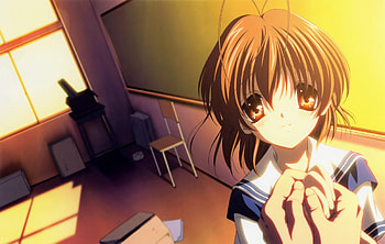 Will you be my girlfriend, Nagisa..., hold hand, nagisa, tomoya, clannad, okazaki, anime, key, class, short hair, game, sunset HD wallpaper