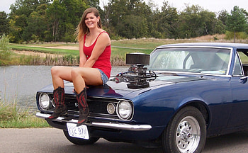 Hot Rod Cowgirl, cowgirl, hot rod, street rod, blown HD wallpaper