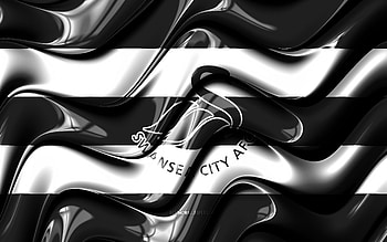 Swansea City FC flag, , black and white 3D waves, EFL Championship, english football club, football, Swansea City FC logo, Swansea City FC, soccer, FC Swansea City HD wallpaper