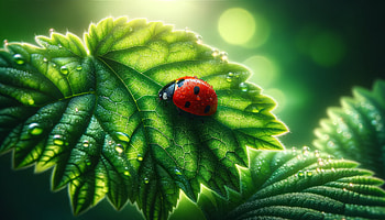 Ladybug on Green Leaf, Animal, ladybug, leaf, nature, close-up HD wallpaper