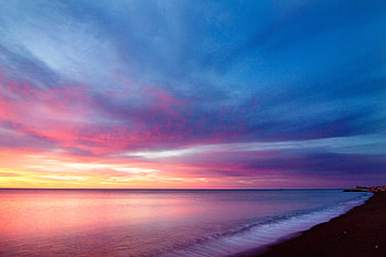 Sea Line Purple Sky , sea, purple, sky, nature HD wallpaper