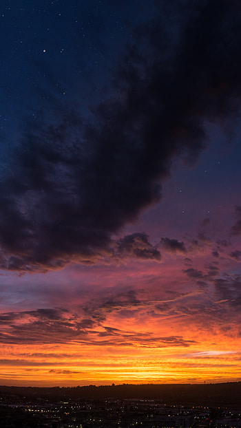 Sunset, Twilight, City, Horizon, Dark, Dusk HD phone wallpaper