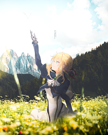 Violet Evergarden, Nature, cloud, sky, Anime, Beautiful sky, Aesthetic Anime HD phone wallpaper