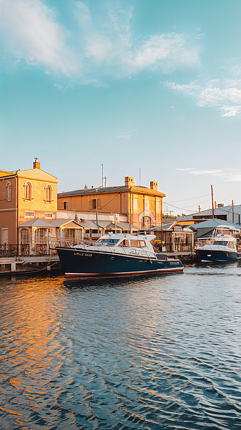 Serene Port Vibes: A Perfect , boat, architecture HD phone wallpaper