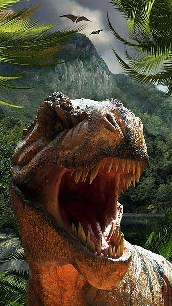 Vibrant , Dinosaur theme, Primeval beauty, Mesozoic era HD phone wallpaper
