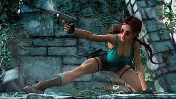 Tomb Raider Firing Art, tomb-raider, lara-croft, artwork, artist, digital-art, deviantart HD wallpaper