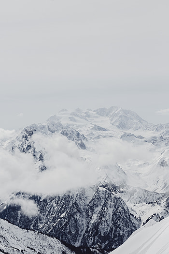 Nature, Clouds, Mountain, Vertex, Top, Fog, Snow Covered, Snowbound HD phone wallpaper