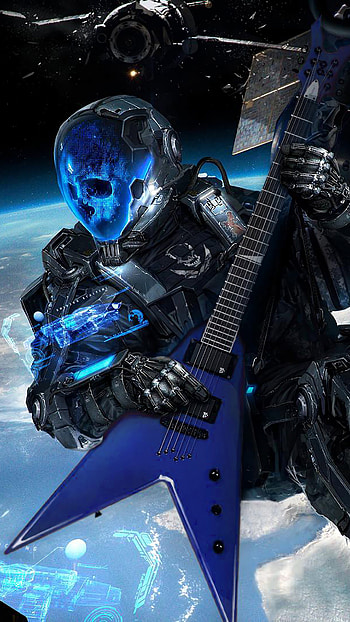 Skull guitar, string_instrument, musical_instrument HD phone wallpaper