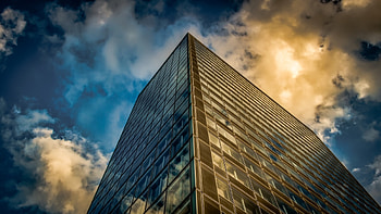Modern architecture, building, clouds, sky, tower HD wallpaper