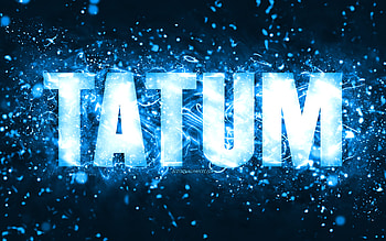 Happy Birtay Tatum, , blue neon lights, Tatum name, creative, Tatum Happy Birtay, Tatum Birtay, popular american male names, with Tatum name, Tatum HD wallpaper