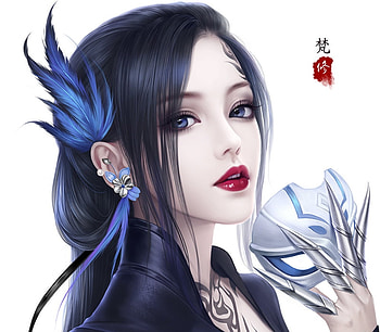 Fantasy girl, blue, frumusete, mask, gorgeous, girl, superb, fanxiu, fantasy, face, luminos, fan xiu HD wallpaper