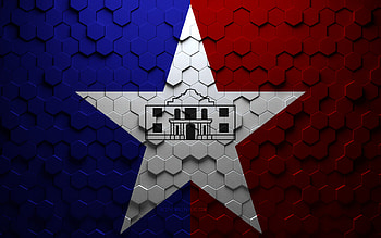 Flag of San Antonio, honeycomb art, San Antonio hexagons flag, San Antonio, 3d hexagons art, San Antonio flag HD wallpaper