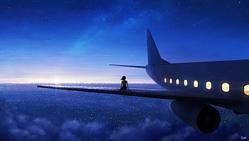 Sitting On Plane Wing , planes, artist, artwork, digital-art, deviantart HD wallpaper