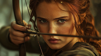 Fearless Archer: A Stunning Ultra, woman, archer, bow, focus, portrait HD wallpaper