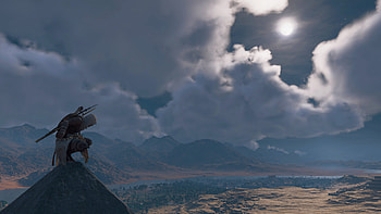 Bayek's Moonlit Vigil Over the Nile — Assassin's Creed Origins, nile, moon, pyramid, Egypt, Bayek Of Siwa, video game, Assassin's Creed Origins HD wallpaper