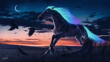 Horse Magic Moon Digital Art, horse, moon, artist, artwork, digital-art, deviantart HD wallpaper