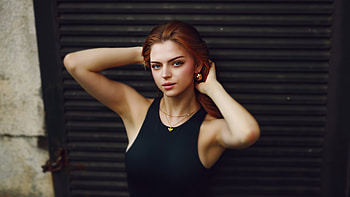 Cute Readhead Girl Adjusting Her Hairs, redhead, girls, model HD wallpaper